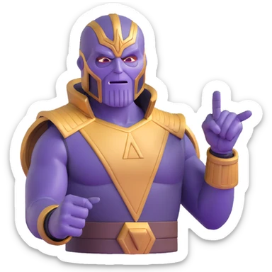 Thanos with Squid Game triangle mask pointing forward sticker