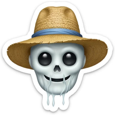 ghost farmer portrait, head and shoulders only, straw hat, spooky pale face, cracked skin, haunted vibe, 3D cartoon, mobile game icon style, clean background, no text, no watermark
 
 sticker