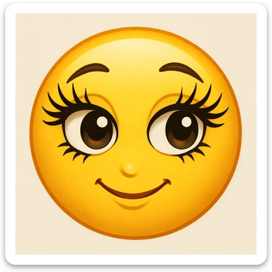 yellow face emoji with dramatic eyelashes sticker