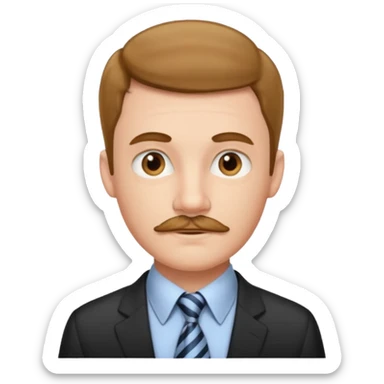 Young man with thin mustache & striped tie sticker