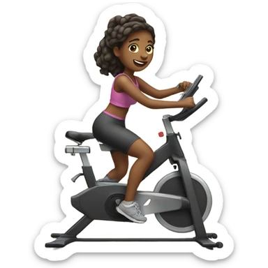 Girl on exercise bike sticker