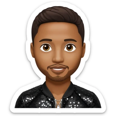 Trey Songz with dark brown hair, black sequin outfit sticker