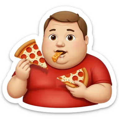 Fat man eating pizza  sticker