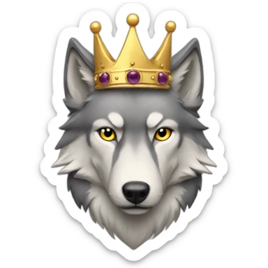 Realistic Wolf with a crown named melwin  sticker
