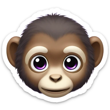 Purple fuzzy baby monkey sticker