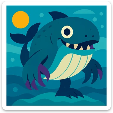 Big humpback whale monster sticker