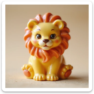 realistic candy shaped like a cute lion, photorealistic style sticker