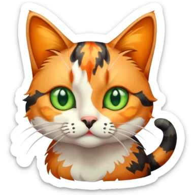 full body anxious looking colourful light calico tabby cat with large patchy patterns sticker