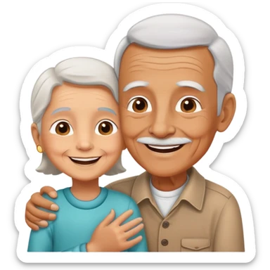 child greeting an elderly person with a smile, cheerful and respectful sticker