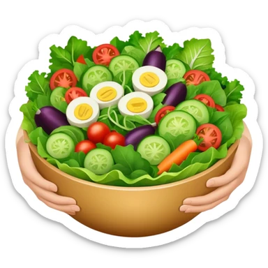 two hands holding a salad bowl sticker