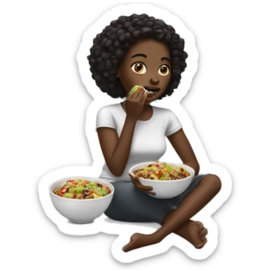 Black girl eating Chipotle bowl  sticker