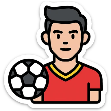 icon of Ronaldo with a football, bold lines and simple shapes, modern icon style sticker
