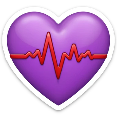 purple heart with a heartbeat line sticker