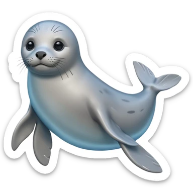 A 3D cartoon seal swimming with visible flippers, calm blue water, soft sunlight, Memoji-style realism. sticker