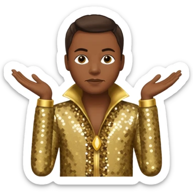 Philip Bailey from Earth, Wind & Fire with dark brown hair, gold sequin outfit sticker