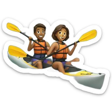 two friends kayaking in a river sticker