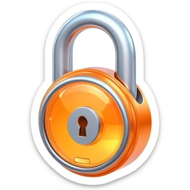 Holographic and glassmorphic light orange lock sticker