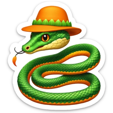snake with orange feathered hats sticker