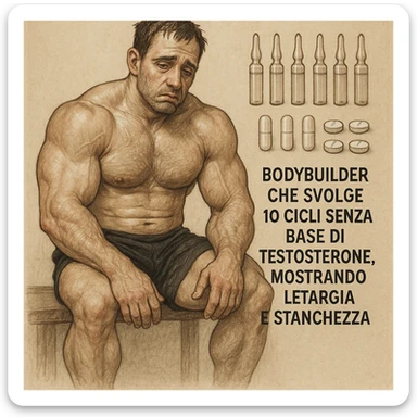  bodybuilder che fa cicli senza base di testosterone, con letargia fanne 10, in italiano se usi testo sticker