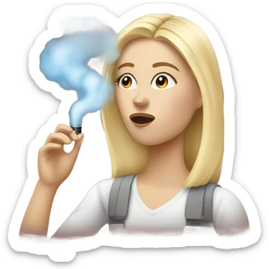 Blonde girl hitting vape sticker