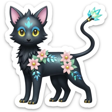 Multicolored sparkly pastel dark iridescent light pale gloomy spooky cute adorable pretty cool elegant realistic floral exotic Trico-Bolthund-Electrike-Luxray-hybrid, full body sticker