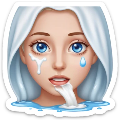 milk splashed on woman’s face blue eyes sticker