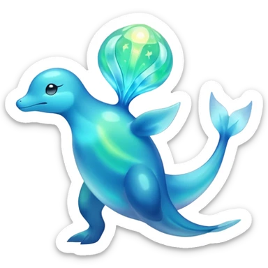 Shiny Glowing Bioluminescent Translucent Luminescent ET-Amaura-Aurora-Gible-Purloin-Pokémon (full body) sticker