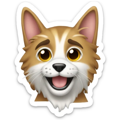 Lupo carino che gioca con un gatto  sticker