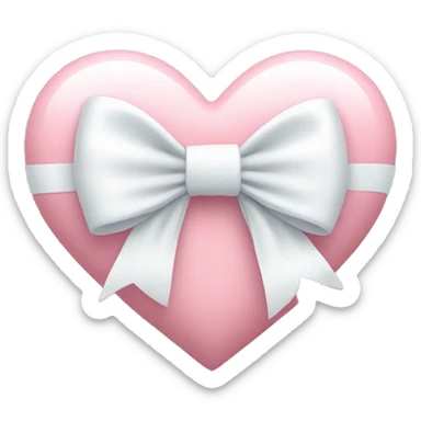 Pastel pink heart with white bow sticker