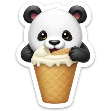 Panda eating ice cream sticker