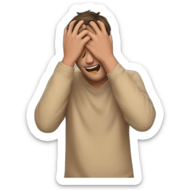 man hiding his face using hands, overwhelmed sticker