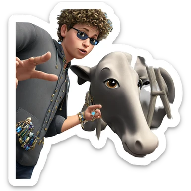 boy with jewelry outdoors sticker