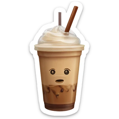 Iced latte in a to go cup with a straw sticker