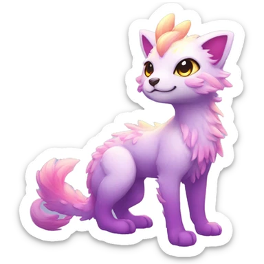 Kawaii bright fantasy ethereal anthro fursona Fakemon animal creature sticker
