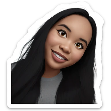 smiling girl with black hair sticker