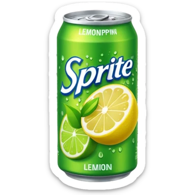 Draw a Sprite can with green label, yellow logo & lemon-lime graphics. sticker