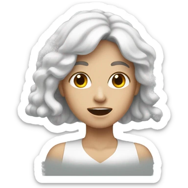 White Lady brown hair throwing salt sticker