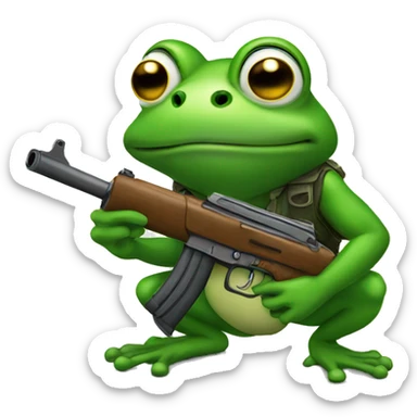 frog with gun sticker