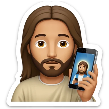 Jésus sur son téléphone sticker
