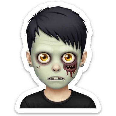zombie boy with piercings emo hair and black shirt sticker