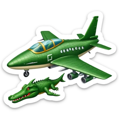 bombardilo crocodilo a green crocodile that is a war plane (a war plane with crocodile's head) sticker