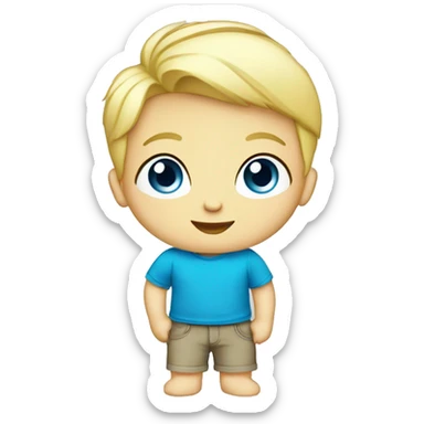 Boy blonde toddler full body blue eyes t shirst sticker