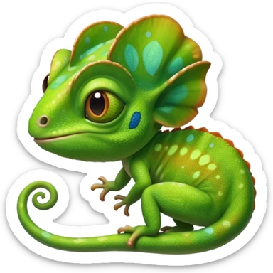 Emoji de camaleón, que sea bonito, tierno y único para compartir con mi pareja, entonces que sea único, que sea parecido al camaleón de la película de rapumcel de Disney  sticker