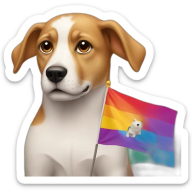 A male dog with a gay flag sticker
