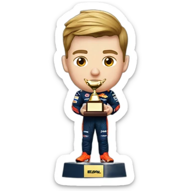 Max verstappen qui soulève un trophée sticker