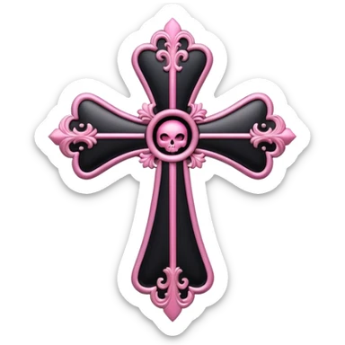 realistic 3d soft cute black pink goth cross , no woman sticker