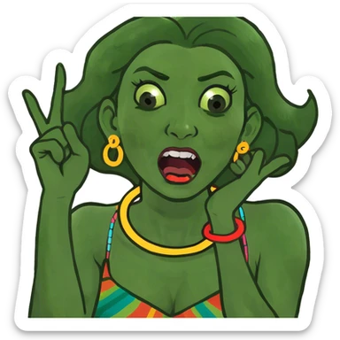 Arms crossed holding neck screaming woman  sticker