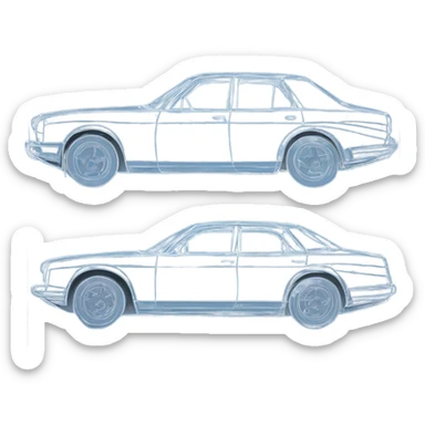 outline of a car in blueprint drawing sticker