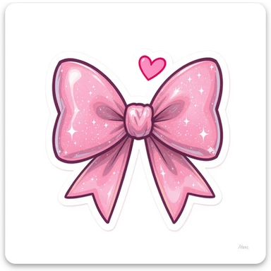 sakura bow, cute and shiny, with a heart accent, no background sticker
