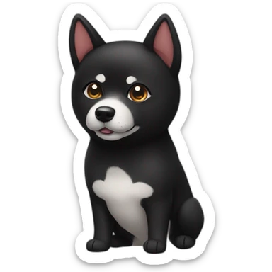 Black shiba inu with hearted eyes sticker